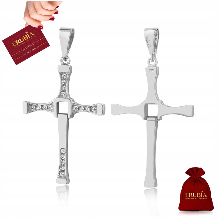 MĘSKI DUŻY SREBRNY KRZYŻYK VIN DIESEL SZYBCY I WŚCIEKLI SREBRO PRÓBA 925