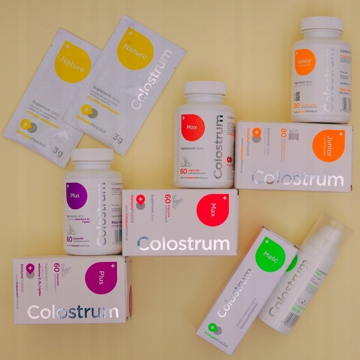 Suplement diety Colostrum PLUS witamina C, D+CYNK KAPSUŁKI 60 dni + prezent