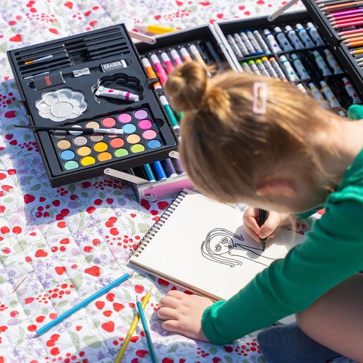 Zestaw Artystyczny, walizka z lamą, 145 elementów RAGI - RÓŻOWY