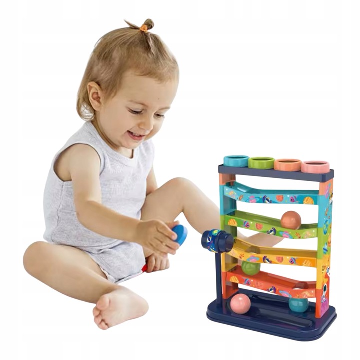 TOR ZJEŻDŻALNIA DLA PIŁECZEK MŁOTEK ZRĘCZNOŚCIOWA ZBIJAK GRA WBIJ PIŁKĘ