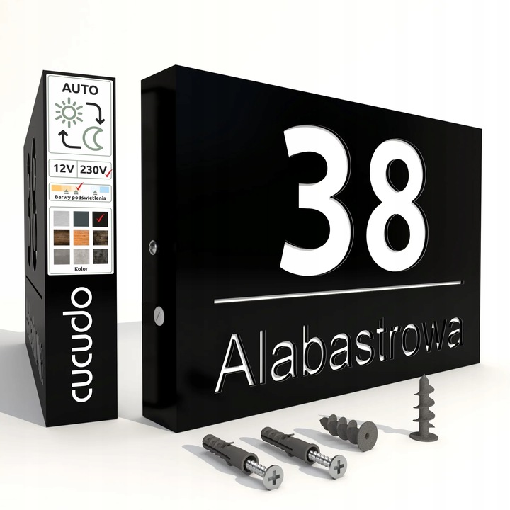 Podświetlany numer domu tabliczka tablica adresowa adres KML LED 30x20