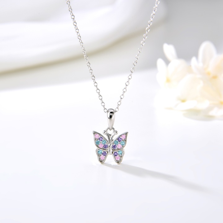 Naszyjnik srebrny 925 motylek dla dziewczynki łańcuszek z zawieszką srebro