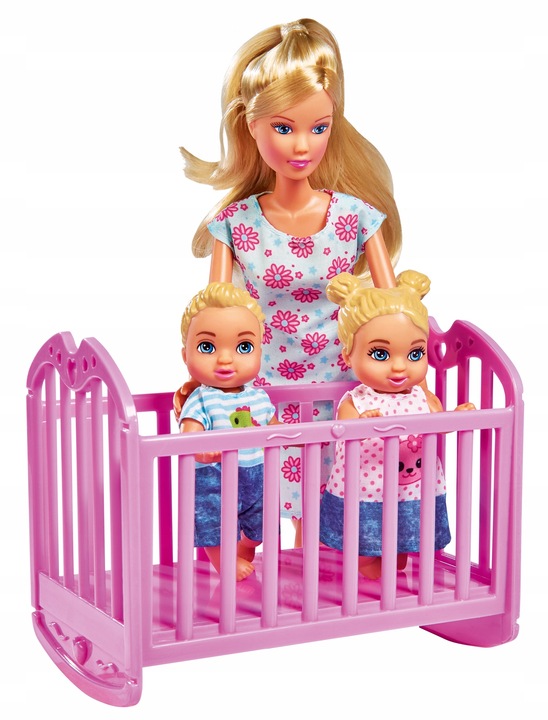 STEFFI DUŻY ZESTAW DZIECIĘCY POKÓJ LALKA BOBASY + WÓZEK ŁÓŻECZKO DLA LALEK