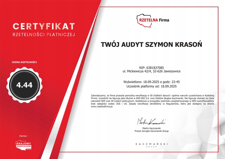 Świadectwo Energetyczne / Certyfikat Energetyczny MIESZKANIA