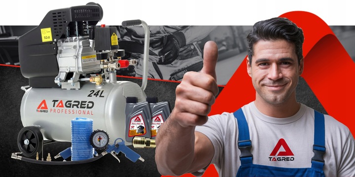 SPRĘŻARKA POWIETRZA KOMPRESOR OLEJOWY 3,4KM 24L + ZESTAW PNEUMATYCZNY