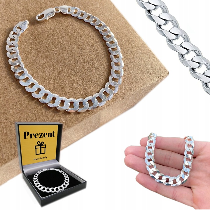 Srebrna Bransoletka Pancerka pr. 925 SREBRO Męska Diamentowana 6mm + GRATIS