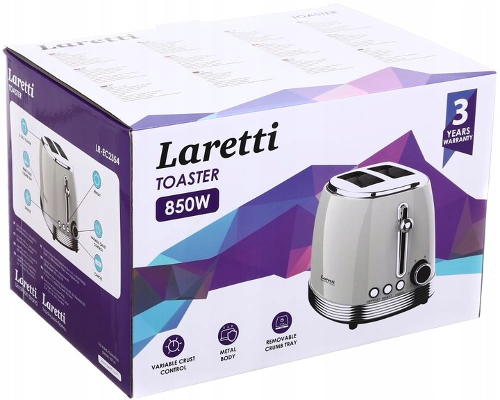 Toster LARETTI LR-EC2354 Stal nierdzewna (Smeg, Ravanson, Miele)