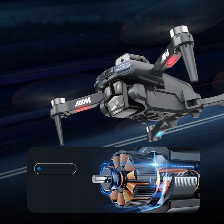 DRON Z KAMERĄ S183 PILOT HEADLESS 3 KAMERY UNIKANIE PRZESZKÓD 3 BATERIE