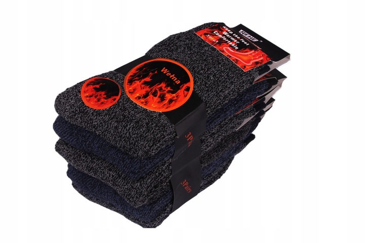 6 x CIEPŁE SKARPETY męskie TERMO GRUBE Wełniane Skarpetki na ZIMĘ ~ 39-43 ~