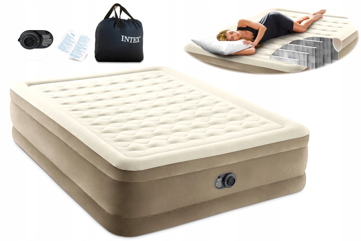 MATERAC DWUOSOBOWY Z WBUDOWANĄ POMPKĄ 152x203x46cm INTEX 64428ND