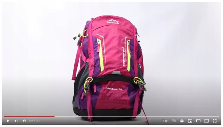 Plecak turystyczny 43l AOKING - fuksja, podzielna komora, wygodny