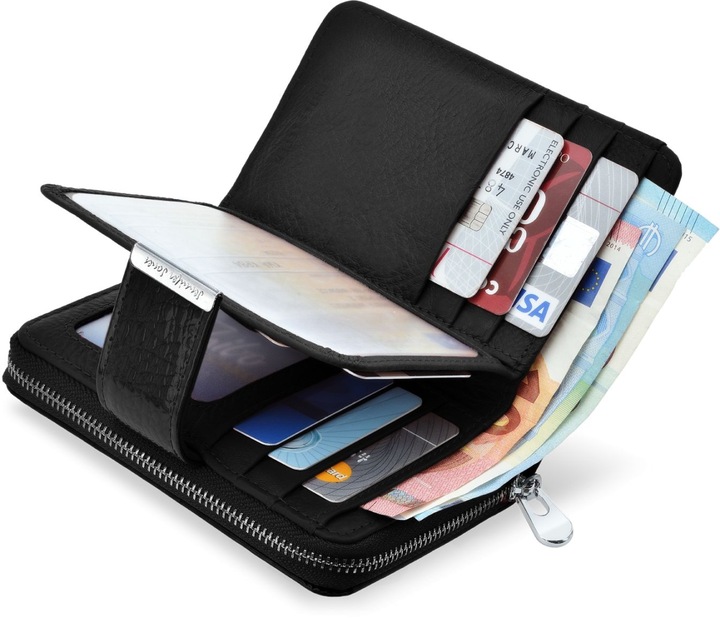 Lakierowany PORTFEL Damski SKÓRZANY Pojemny Portmonetka SKÓRA Pakowny