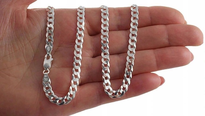 ŁAŃCUSZEK SREBRNY MĘSKI 925 NASZYJNIK PANCERKA SREBRO PEŁNE 5mm Grawer