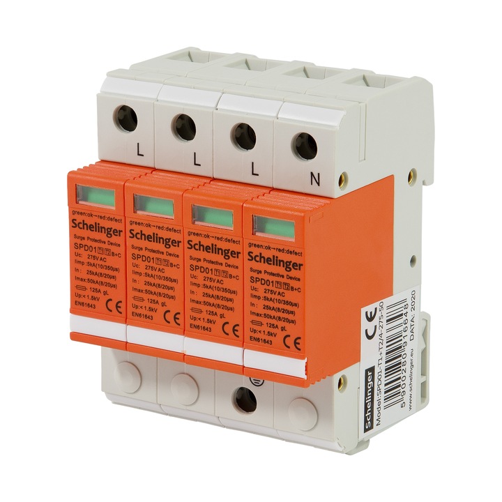 OCHRONNIK PRZEPIĘĆ 4P 5kA KLASA T1+T2 (B+C) SCHELINGER A51-SPD01-4P-B+C