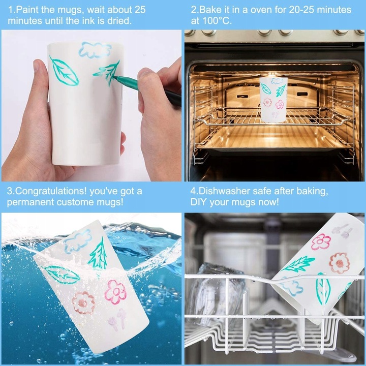 Pisaki do malowania ceramiki 12 kolorów RATEL