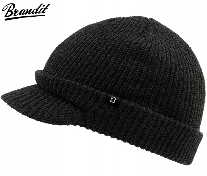 CZAPKA ZIMOWA MĘSKA DAMSKA Z DASZKIEM BRANDIT SHIELD CAP NA ZIMĘ CZARNA