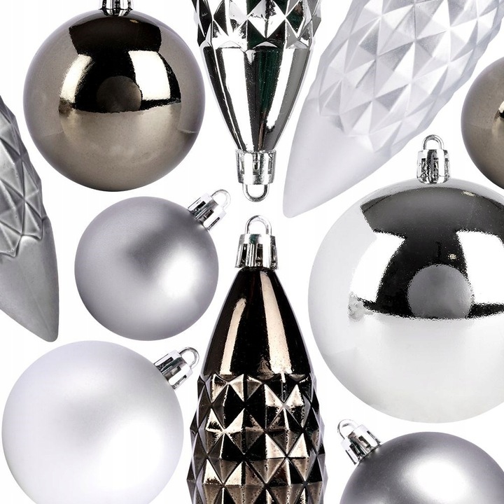 31x Bombki CHOINKOWE świąteczne nietłukące SREBRNE zestaw bombek na choinkę