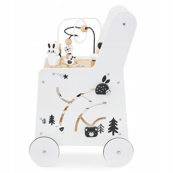 Drewniany pchacz 6w1, chodzik dla dzieci z funkcją stolika edukacyjnego