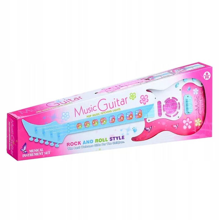 GITARA ROCKOWA DLA DZIECI ŚWIECI GRA INSTRUMENT DŹWIĘK