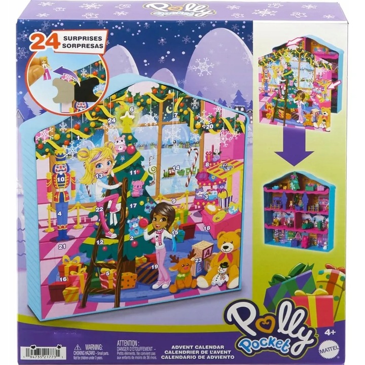 POLLY POCKET KALENDARZ ADWENTOWY 24 NIESPODZIANEK + 2 MIKRO LALKI + DOMEK