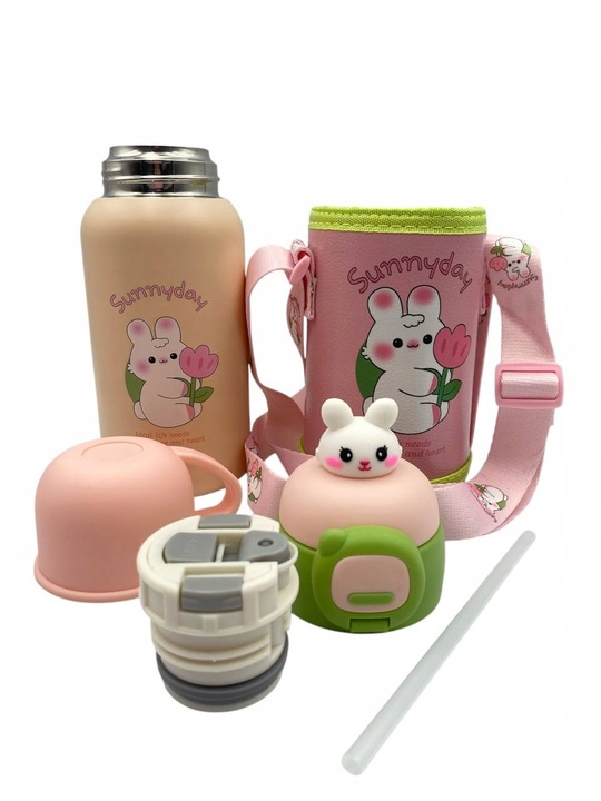 Bidon termiczny 2w1 dla dzieci ze słomka 500ml kubek termiczny dziecięcy