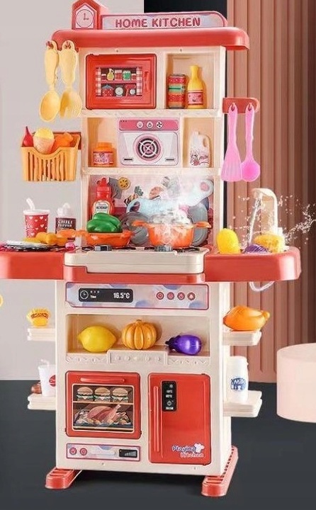 Kuchnia dla dzieci lodówka kran z wodą para różowa 64AR