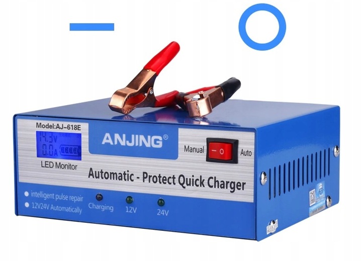 PROSTOWNIK SAMOCHODOWY DO AKUMULATORÓW 12V 24V 12A