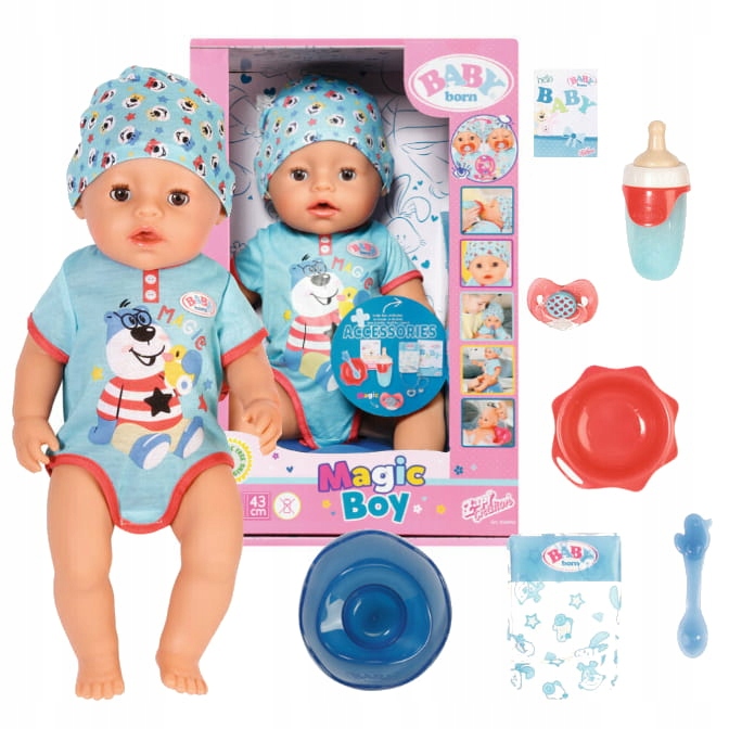 BABY BORN MAGIC BOY INTERAKTYWNA LALKA FUNKCYJNA CHŁOPIEC 43 CM BOBAS