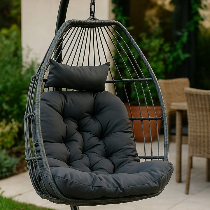 FOTEL WISZĄCY OGRODOWY BUJANY KOKON KOSZ TARAS HUŚTAWKA BUJAK JAJO KRZESŁO