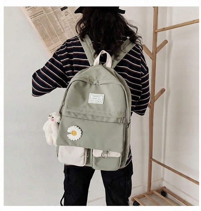 PLECAK SZKOLNY DLA NASTOLATKI DUŻY A4 MODNY TORNISTER+lunch box+Długopisy