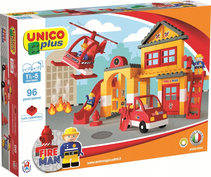 KLOCKI DLA DZIECI UNICO STRAŻ POŻARNA KONSTRUKCYJNE 96 ELEMENTÓW