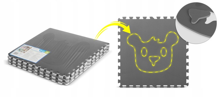 MATA PIANKOWA EVA PUZZLE MIĘKKA DLA DZIECI ZWIERZĄTKA 180x180cm RICOKIDS