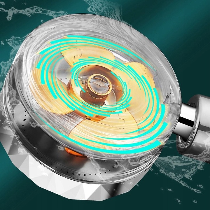 OSZCZĘDNA TURBO SŁUCHAWKA PRYSZNICOWA Z TURBINĄ WENTYLATOREM +WĄŻ+4xFILTR