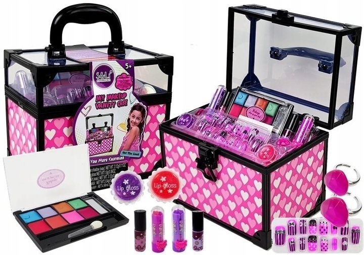 KUFEREK KOSMETYKÓW Zestaw do MAKIJAŻU I PAZNOKCI DLA DZIEWCZYNKI DOMOWE SPA