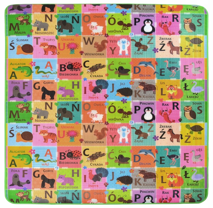 EDUKACYJNA MATA PIANKOWA SZACHOWNICA POLSKI ALFABET 180X200X0,5 DLA DZIECI