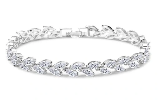 Bransoletka srebrna stalowa elegancka z cyrkoniami cyrkonie kryształki ślub