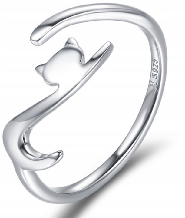 PIERŚCIONEK OTWARTY SREBRNY KOT KOTEK SREBRO 925