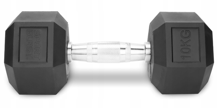 Hantle stałe 2x10kg żeliwne gumowane ZESTAW 20kg HEX do treningu SOLIDNE