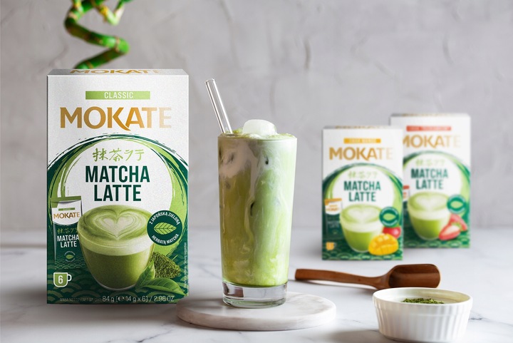 Pyszna Matcha Latte Instant w Proszku Japońska Zielona Herbata 5szt. Mokate