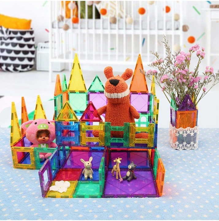 ZESTAW DUŻE KLOCKI MAGNETYCZNE KONSTRUKCYJNE 3D PANELE MAGNETIC TILES 45