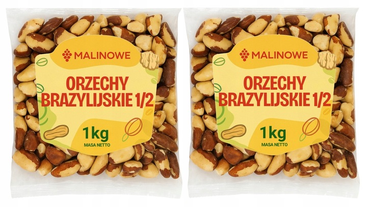 ZESTAW ORZECHY BRAZYLIJSKIE POŁÓWKI 2x 1kg NATURALNE JAKOŚĆ PREMIUM