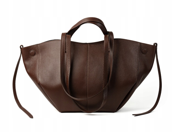 Torebka Damska Duża ze Skóry Naturalnej na Magnesach Cognac