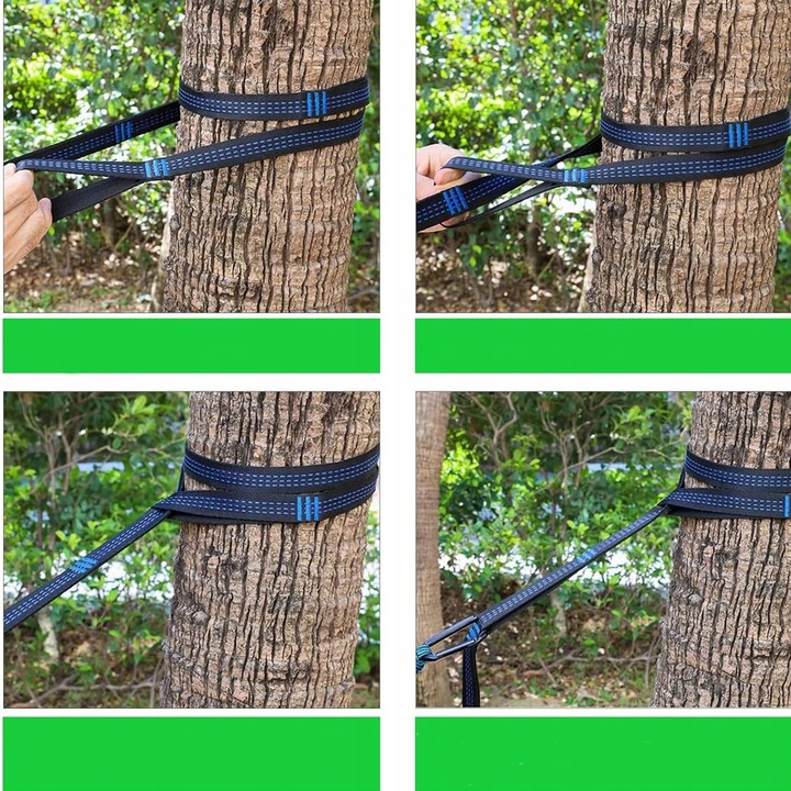 PASY DO MOCOWANIA HAMAKA, 2 SZTUKI, PASY Z 2 KARABIŃCZYKAMI, NA KEMPING