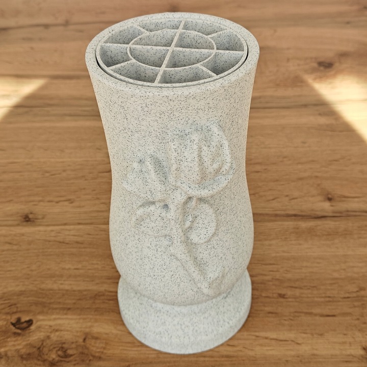 Wazon Nagrobny, Wazon na cmentarz Memorial Rose - Biały Marmurek