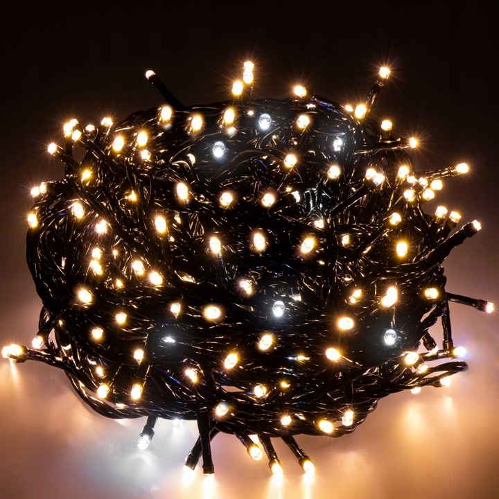 ŚWIATEŁKA LAMPKI LED ZEWNĘTRZNE CHOINKOWE BIAŁE CIEPŁE + FLASH 500 LED 40m
