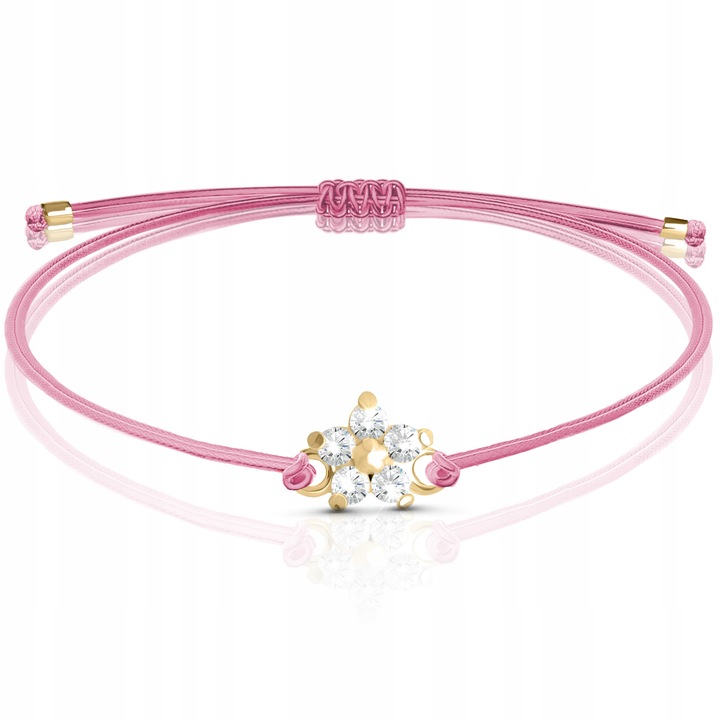 Bransoletka dla dziewczynki srebrna na sznurku srebro pozłacane 925