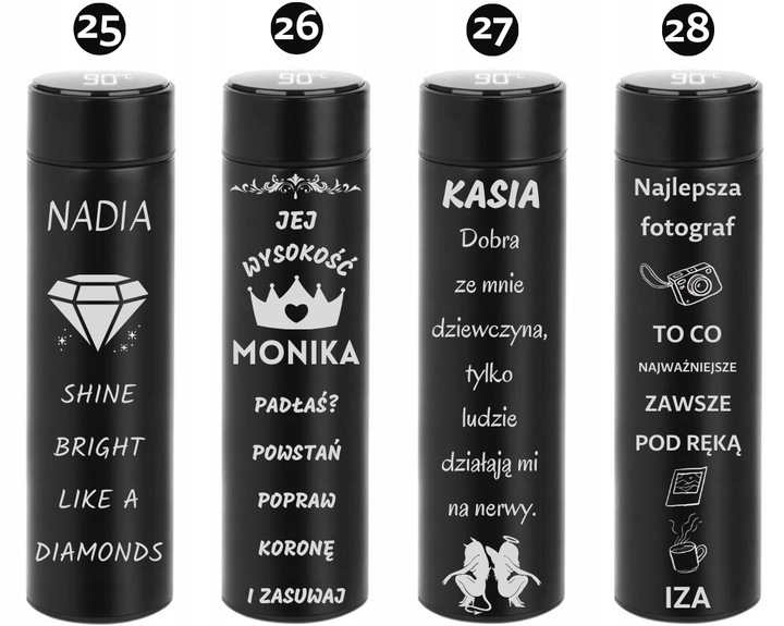 KUBEK TERMICZNY Termos LED GRAWER DO HERBATY KAWY Prezent Na URODZINY LOGO