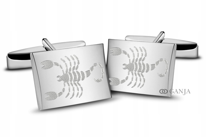 Spinki srebrne do mankietów 925 rodowane SKORPION