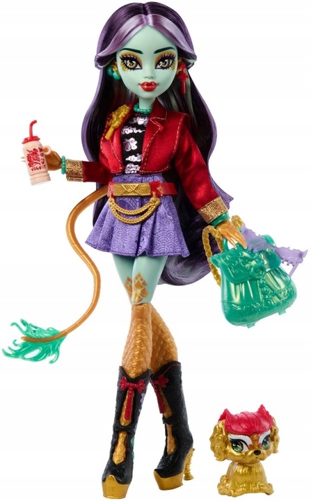 Monster High Lalka podstawowa Jinafire Long 26 cm zwierzątko Cloudy Yun Yun