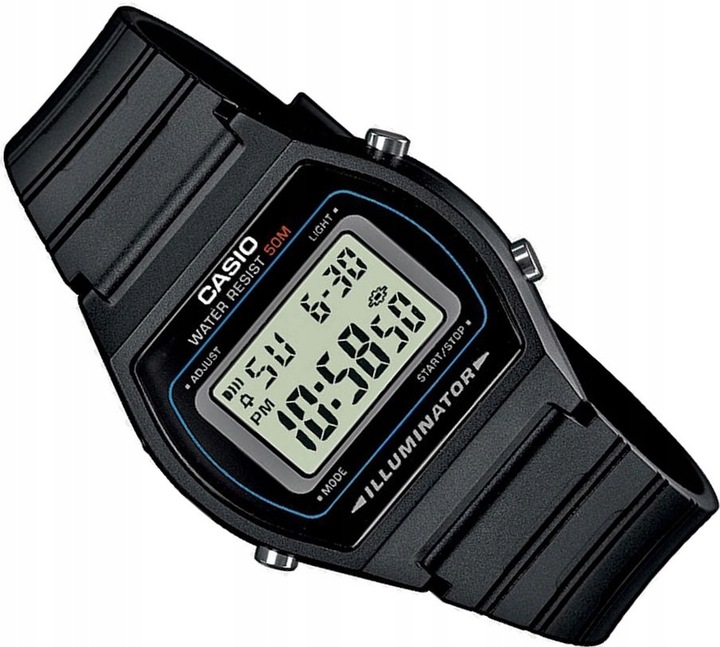 CYFROWY ZEGAREK CASIO W-202-1AVEF RETRO SPORT Z PODŚWIETLENIEM ALARM +BOX